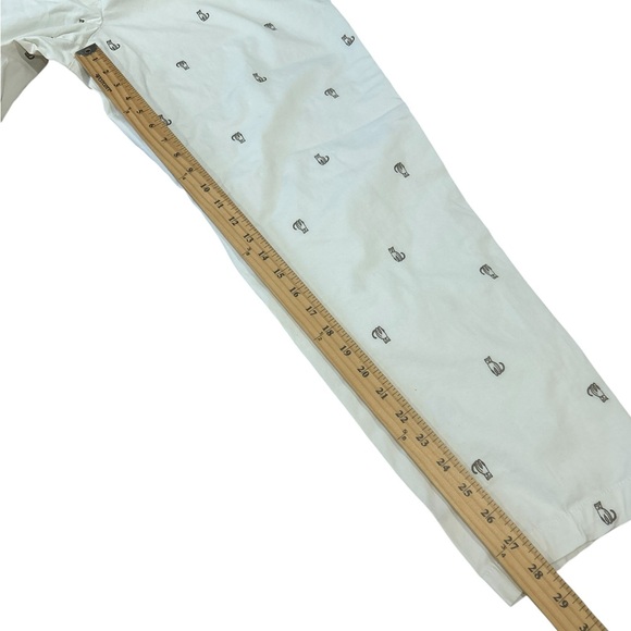 Talbots Cat Print Cropped Chino Pants Womens Size 12 Preppy cream embroidered - Picture 8 of 13